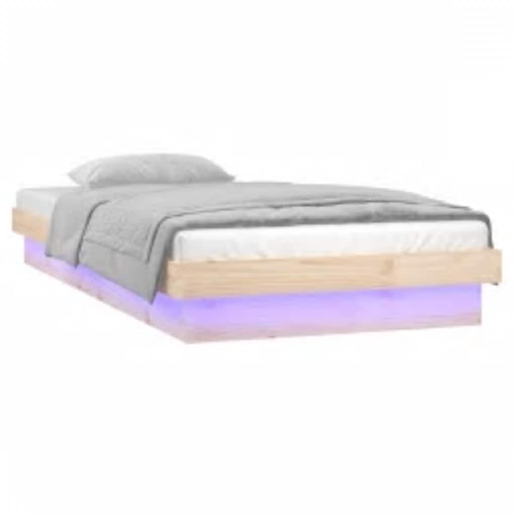 sengeramme med LED-lys 100x200 cm massivt træ