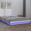 sengeramme med LED-lys 140x200 cm massivt træ hvid