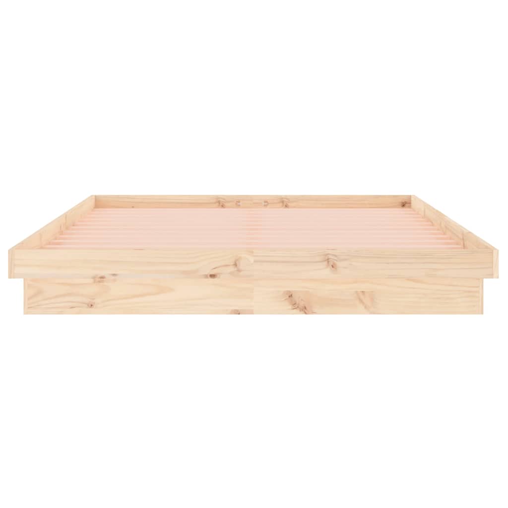 sengeramme med LED-lys 150x200 cm kingsize massivt træ