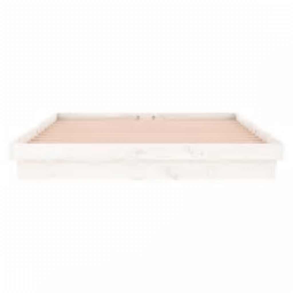sengeramme med LED-lys 160x200 cm massivt træ hvid