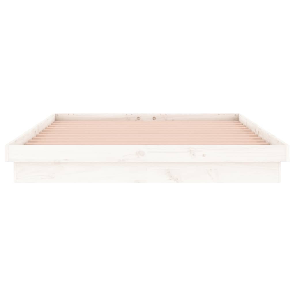 sengeramme med LED 180x200 cm super kingsize massivt træ hvid