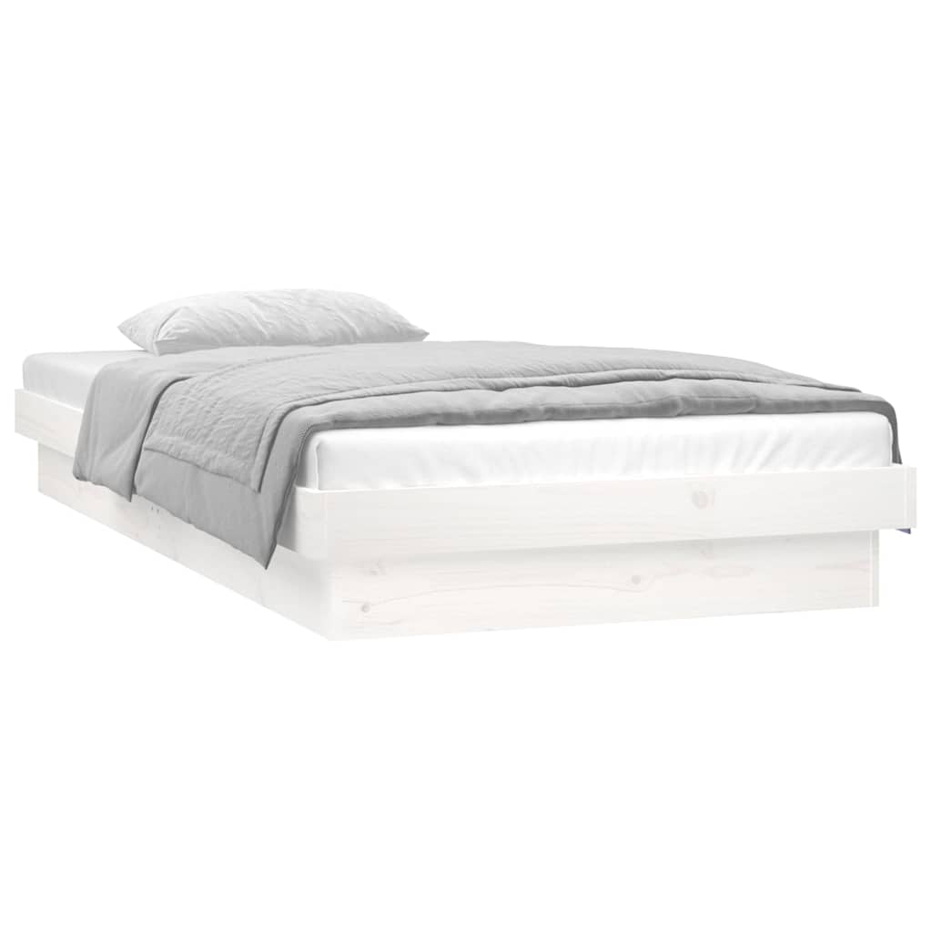 sengeramme med LED-lys 75x190 cm Small Single massivt træ hvid