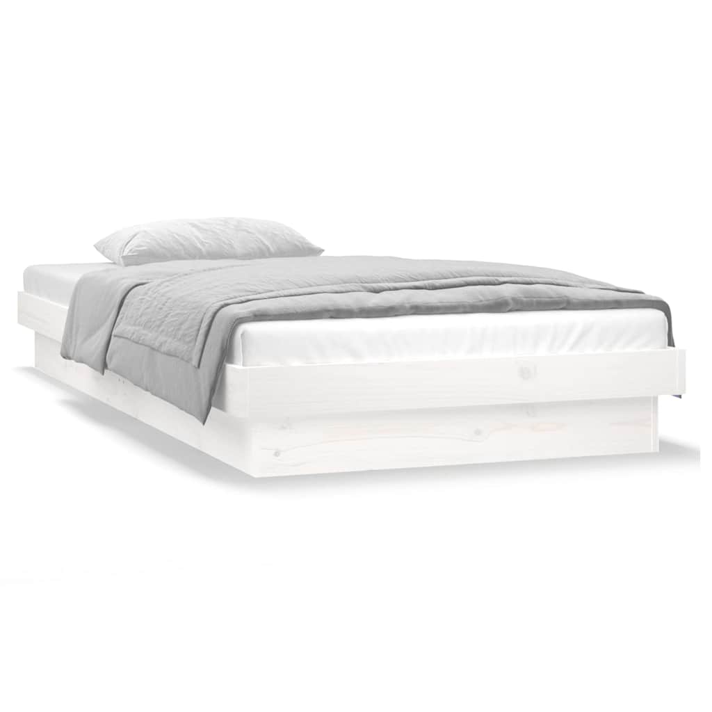 sengeramme med LED-lys 75x190 cm Small Single massivt træ hvid