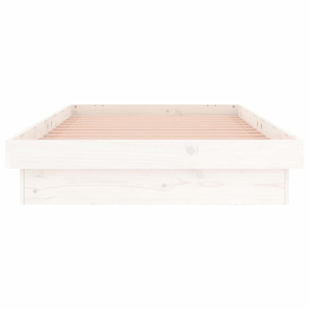 sengeramme med LED-lys 75x190 cm Small Single massivt træ hvid