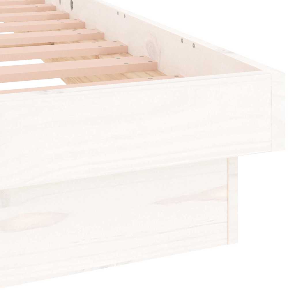 sengeramme med LED-lys 75x190 cm Small Single massivt træ hvid