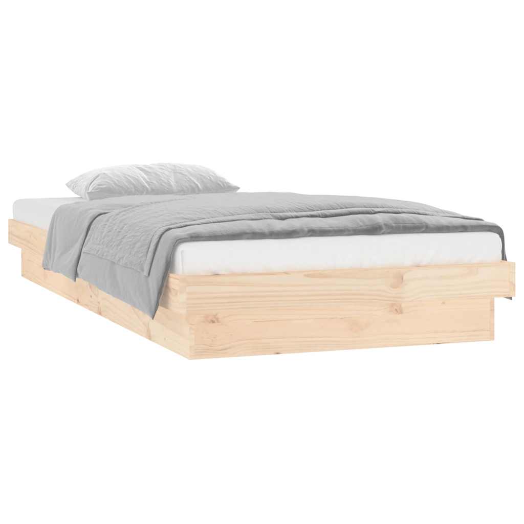 sengeramme med LED 90x190 cm Single massivt træ