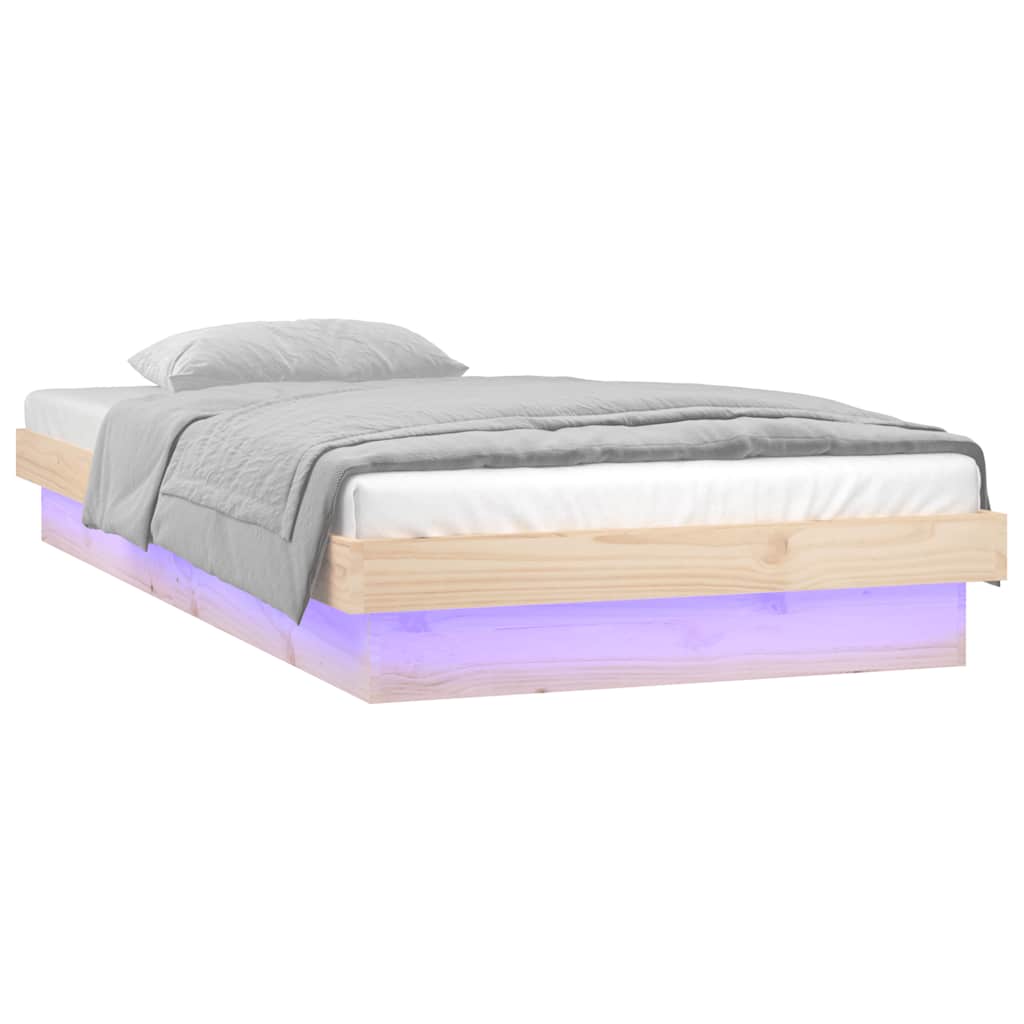 sengeramme med LED 90x190 cm Single massivt træ