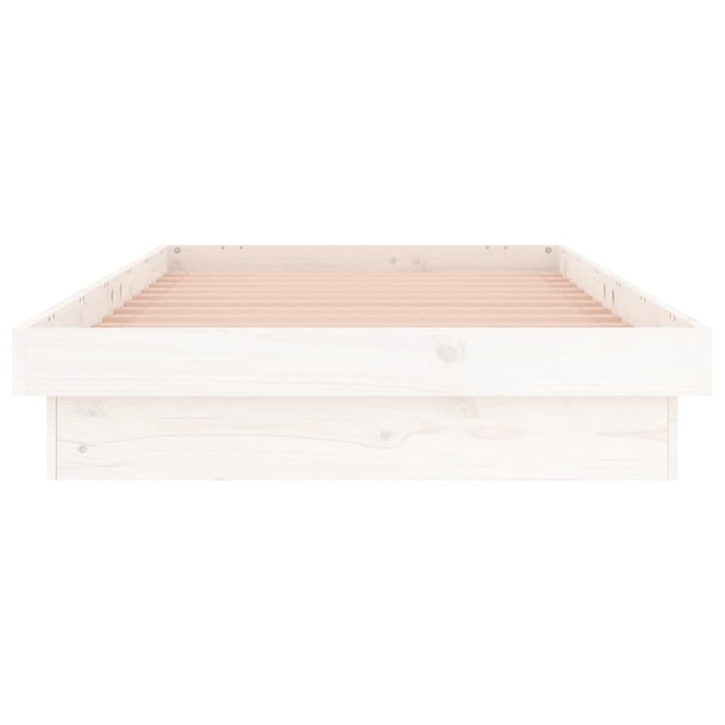 sengeramme med LED-lys 90x190 cm Single massivt træ hvid