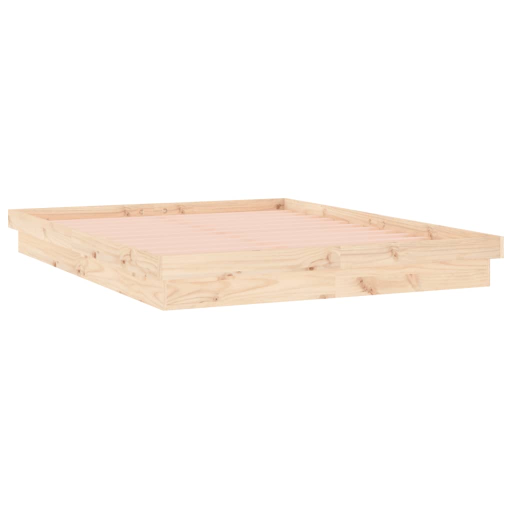 sengeramme med LED 135x190 cm dobbeltseng massivt træ