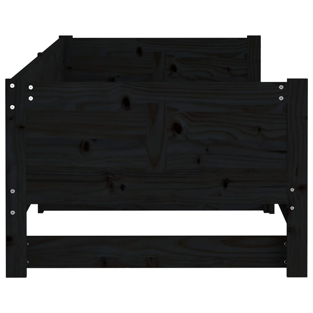 daybed med udtræk 2x(90x200) cm massivt fyrretræ sort
