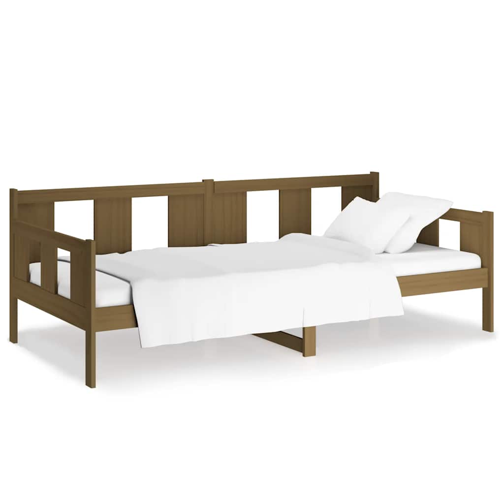 daybed 90x190 cm massivt fyrretræ gyldenbrun