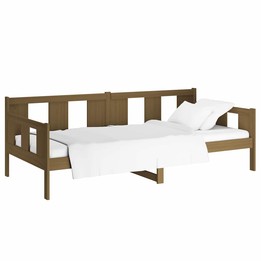 daybed 90x190 cm massivt fyrretræ gyldenbrun