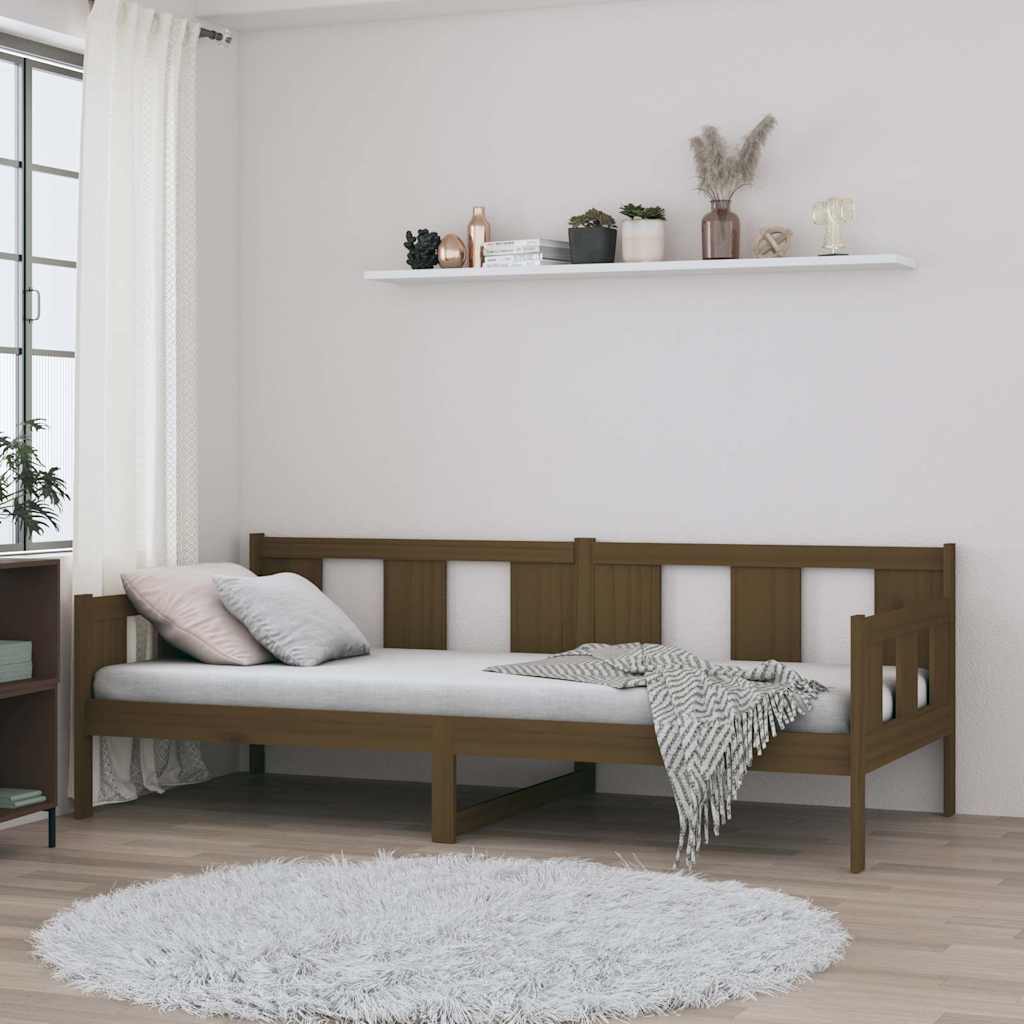 daybed 90x190 cm massivt fyrretræ gyldenbrun