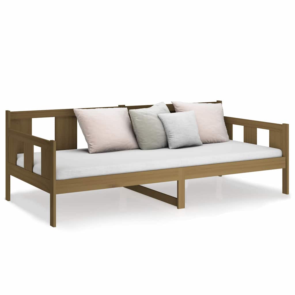 daybed 90x190 cm massivt fyrretræ gyldenbrun