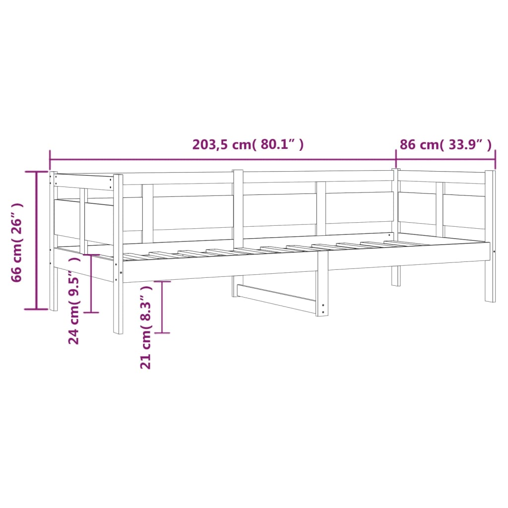 daybed 80x200 cm massivt fyrretræ