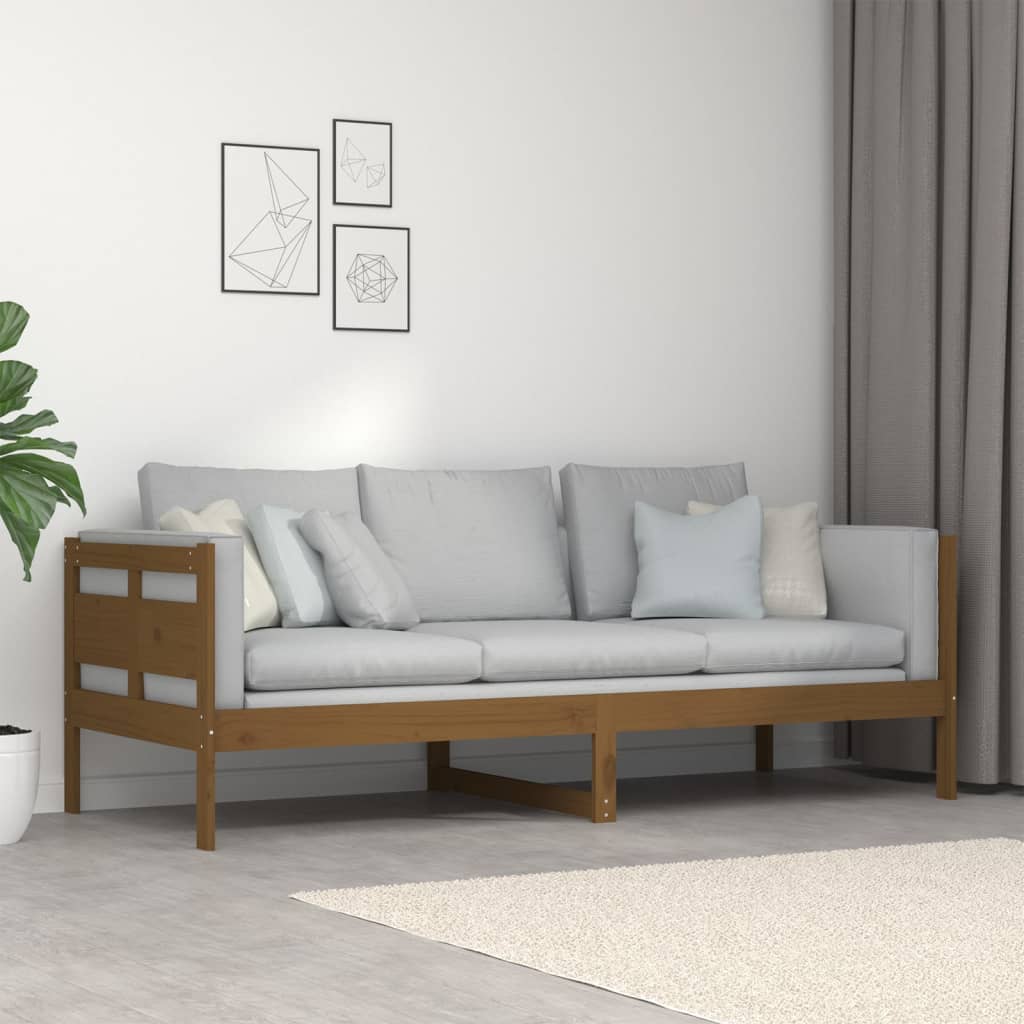 daybed 80x200 cm massivt fyrretræ gyldenbrun