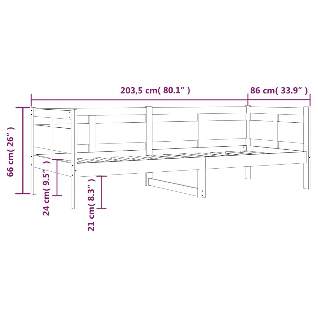 daybed 80x200 cm massivt fyrretræ gyldenbrun