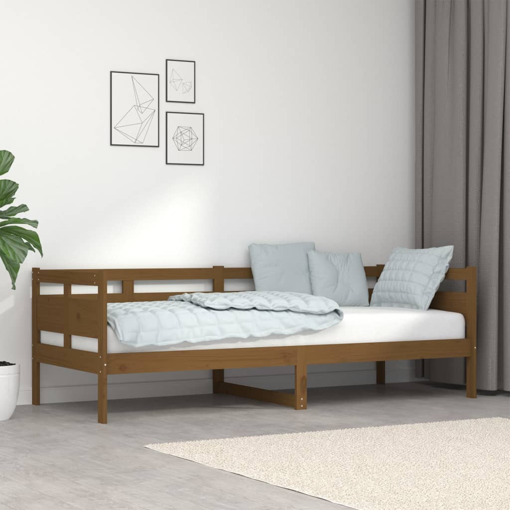 daybed 80x200 cm massivt fyrretræ gyldenbrun