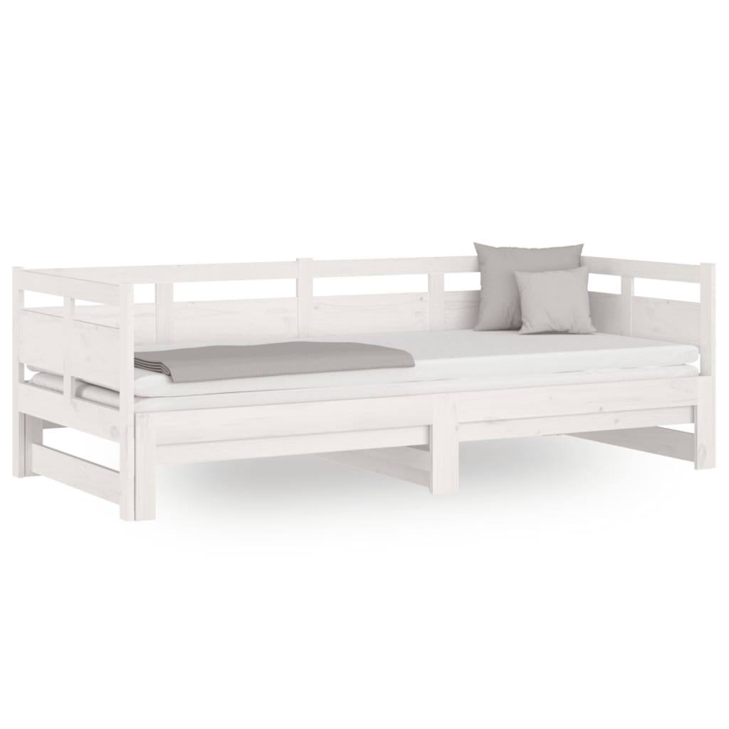 daybed med udtræk 2x(90x200) cm massivt fyrretræ hvid