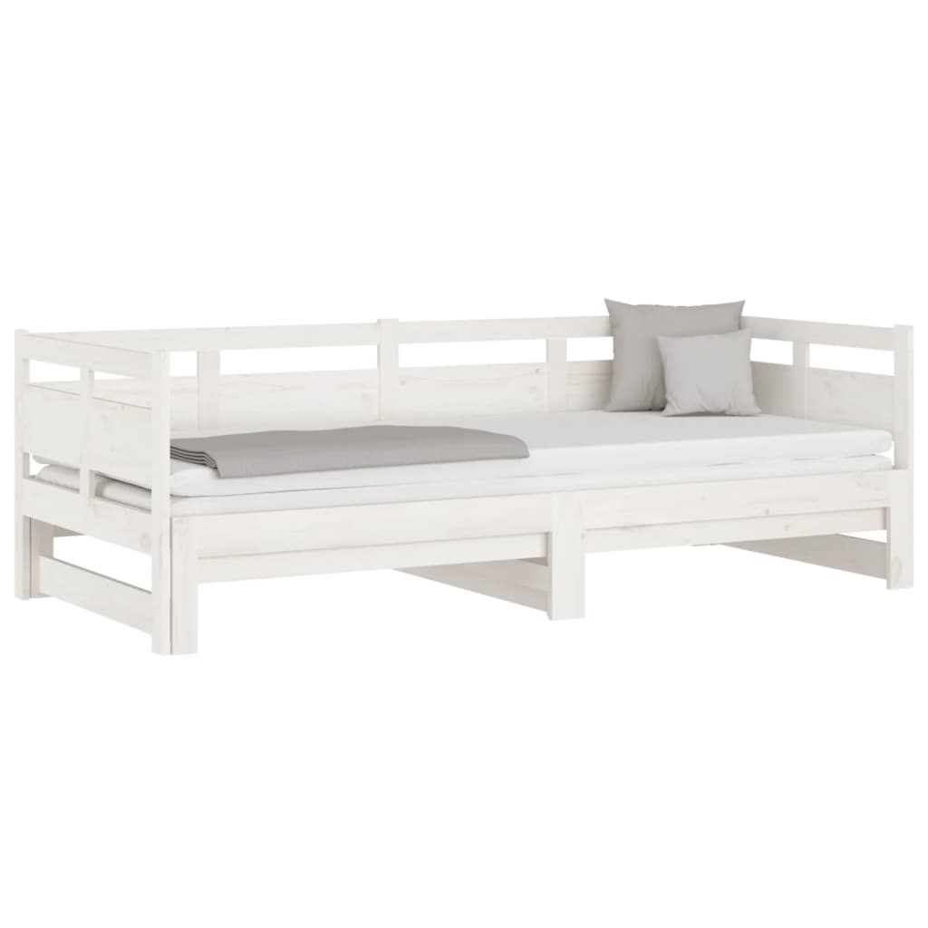 daybed med udtræk 2x(90x200) cm massivt fyrretræ hvid