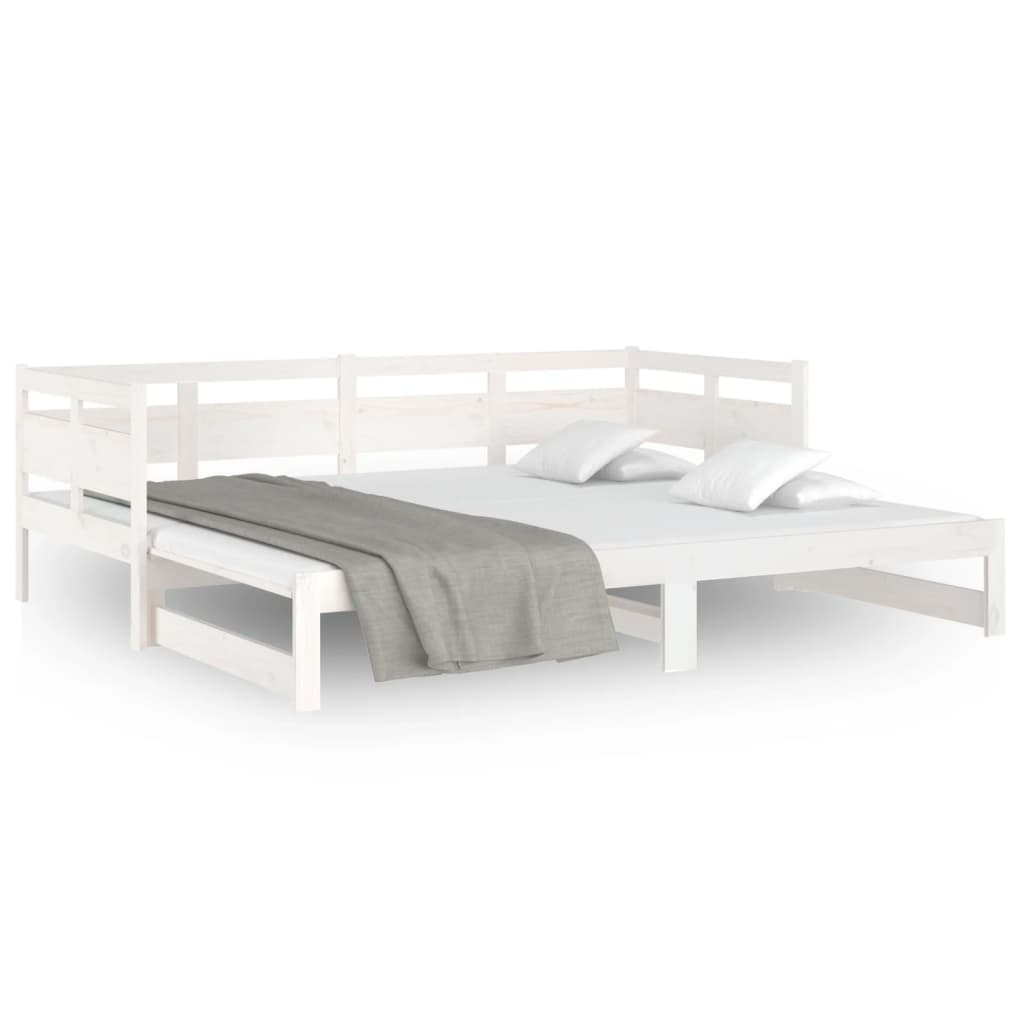 daybed med udtræk 2x(90x200) cm massivt fyrretræ hvid