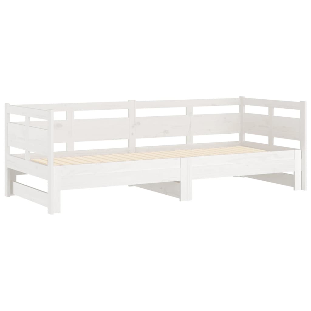 daybed med udtræk 2x(90x200) cm massivt fyrretræ hvid