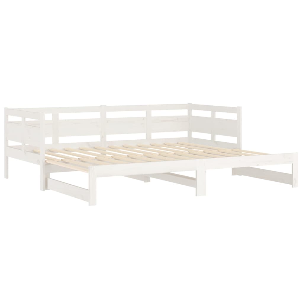 daybed med udtræk 2x(90x200) cm massivt fyrretræ hvid