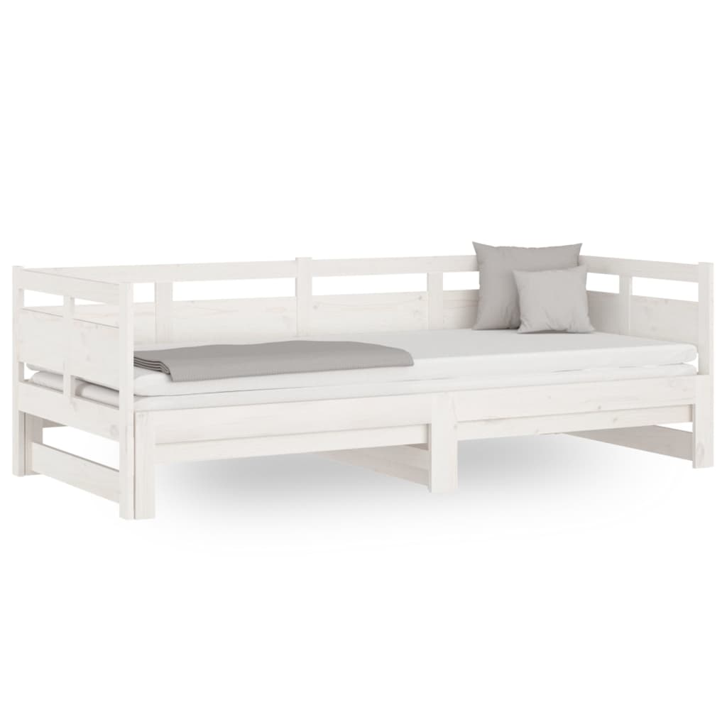 daybed med udtræk 2x(80x200) cm massivt fyrretræ hvid
