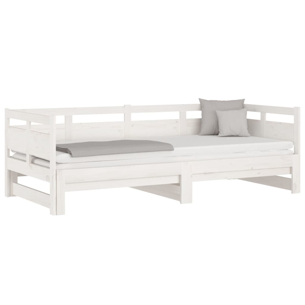 daybed med udtræk 2x(80x200) cm massivt fyrretræ hvid