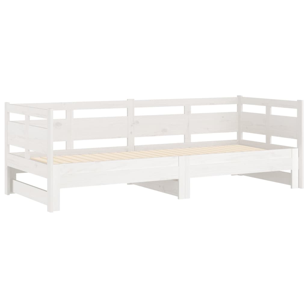 daybed med udtræk 2x(80x200) cm massivt fyrretræ hvid