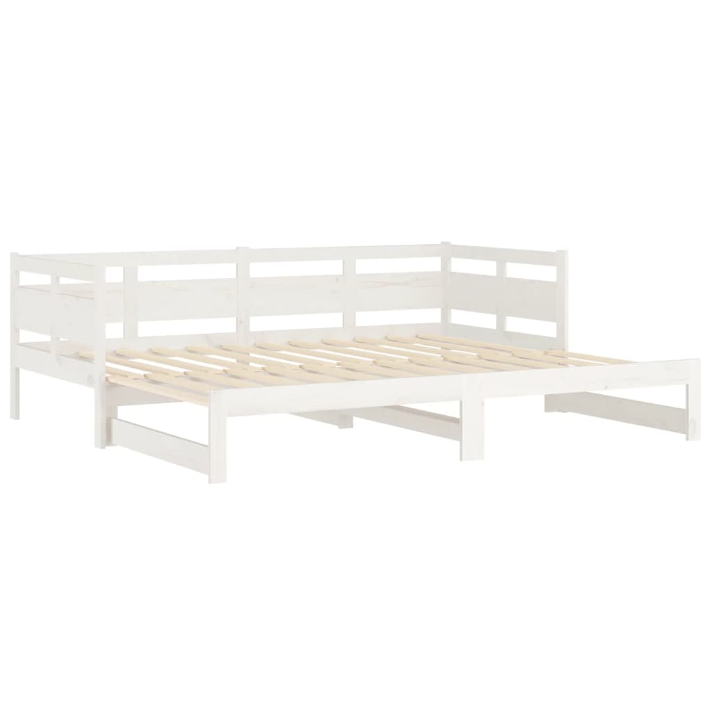 daybed med udtræk 2x(80x200) cm massivt fyrretræ hvid
