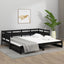 daybed med udtræk 2x(80x200) cm massivt fyrretræ sort