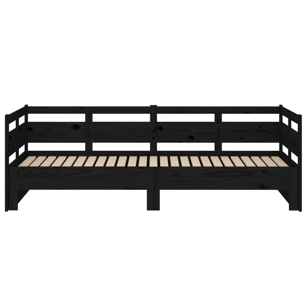 daybed med udtræk 2x(90x190) cm massivt fyrretræ sort