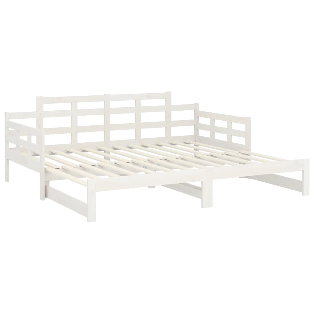 daybed med udtræk 90x200 cm massivt fyrretræ hvid