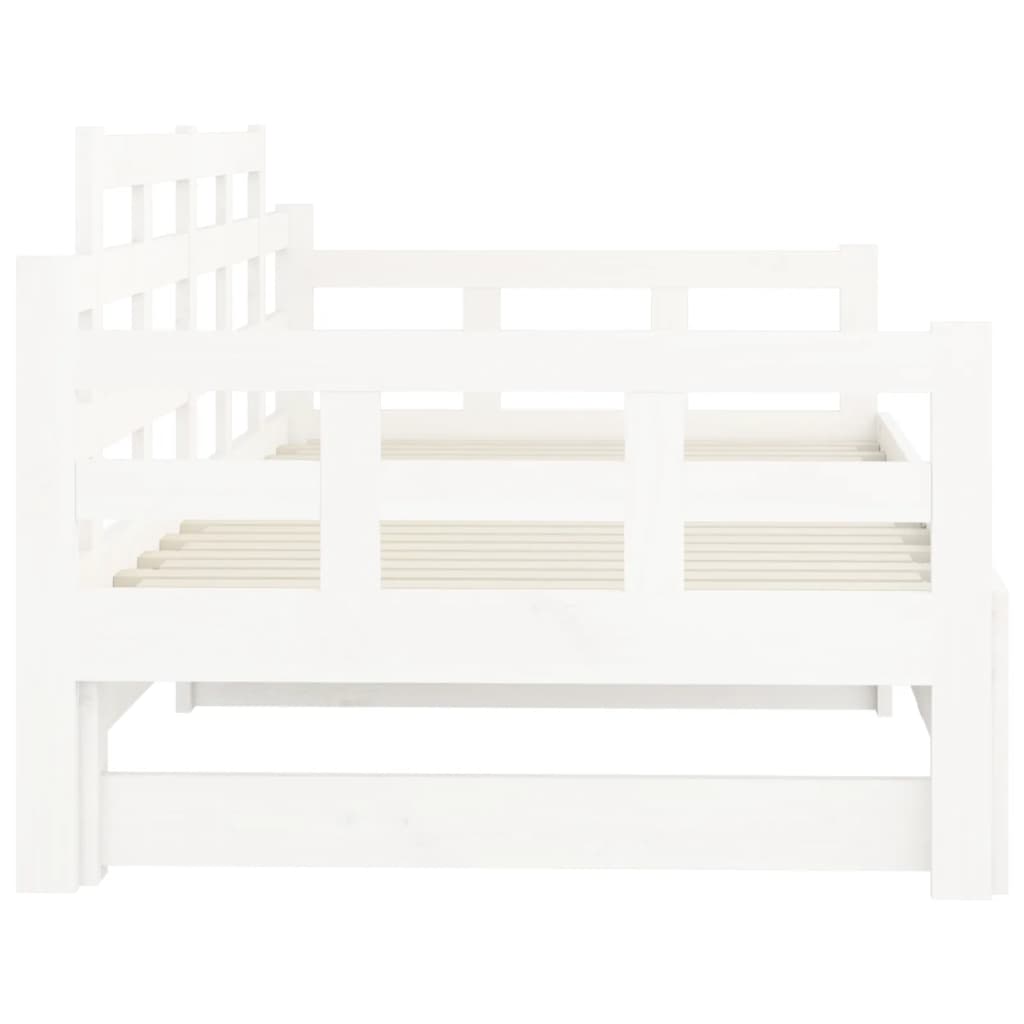 daybed med udtræk 90x200 cm massivt fyrretræ hvid