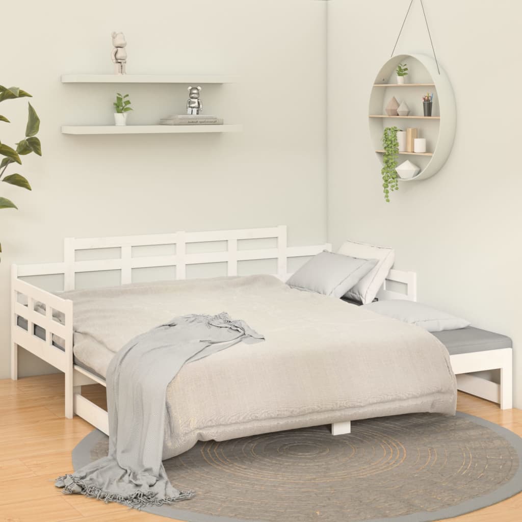 daybed med udtræk 80x200 cm massivt fyrretræ hvid