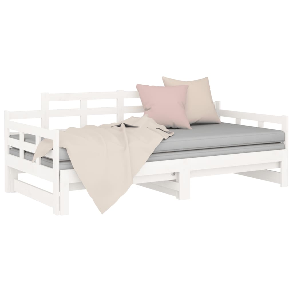 daybed med udtræk 80x200 cm massivt fyrretræ hvid