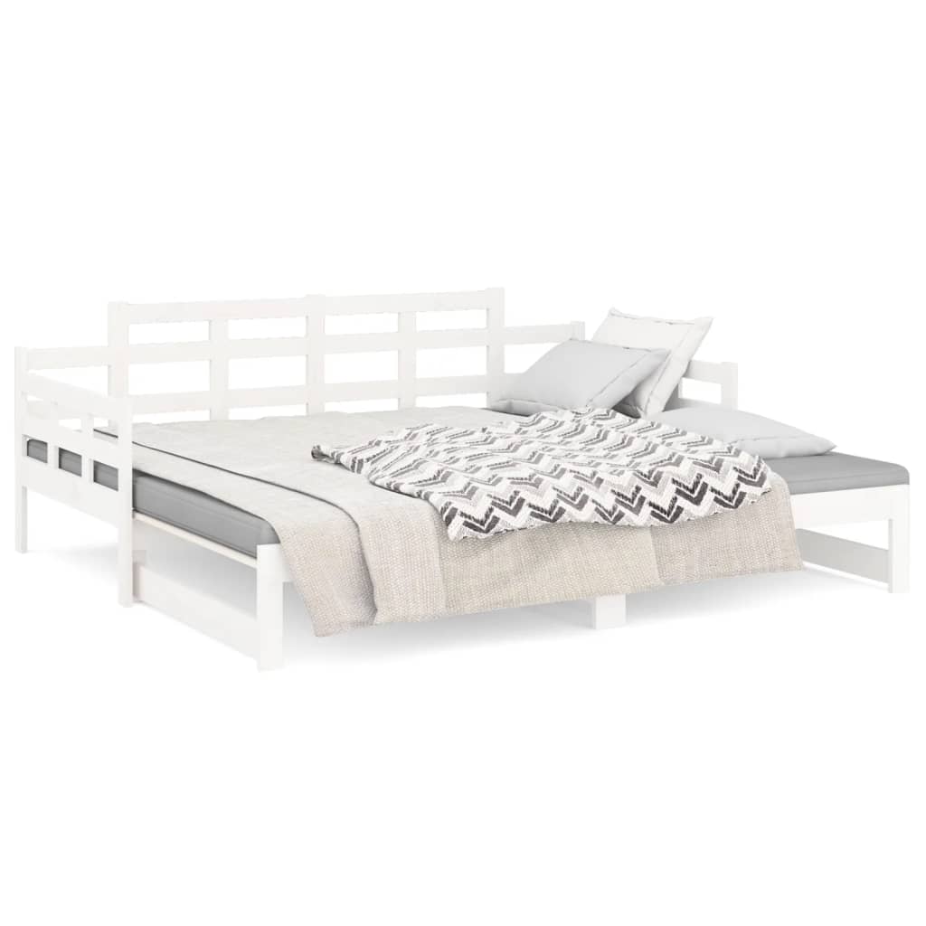 daybed med udtræk 80x200 cm massivt fyrretræ hvid