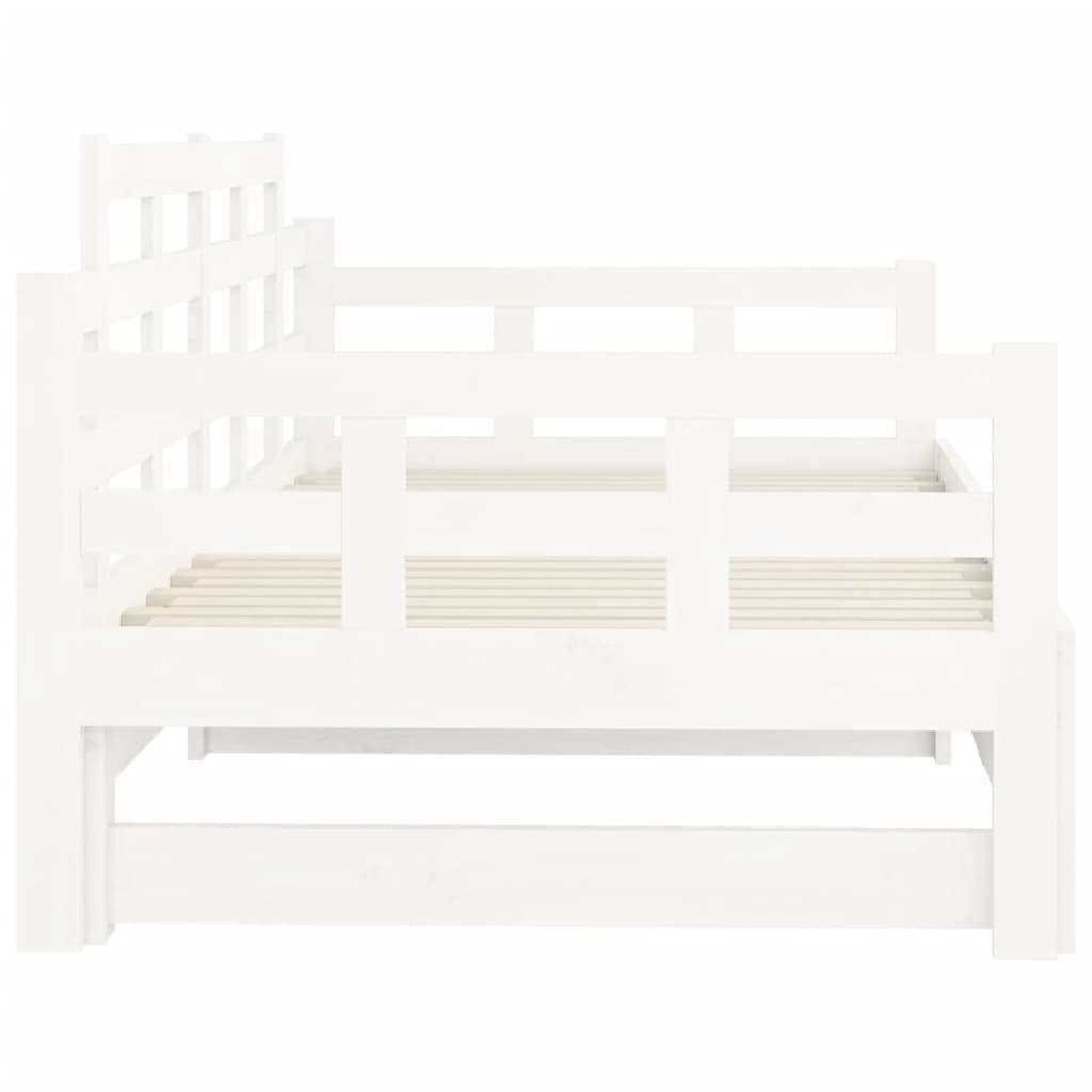 daybed med udtræk 80x200 cm massivt fyrretræ hvid
