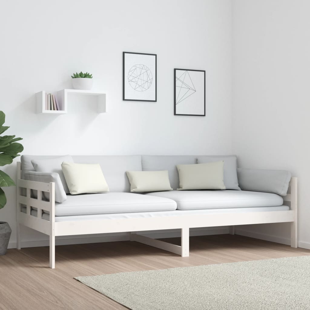 daybed 90x200 cm massivt fyrretræ hvid