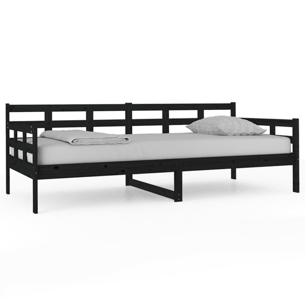 daybed 90x200 cm massivt fyrretræ sort