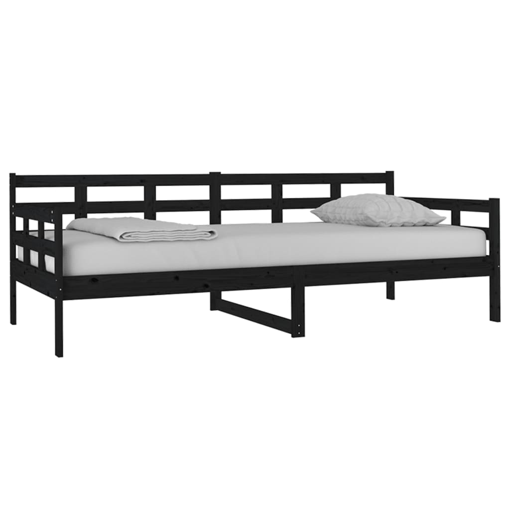 daybed 90x200 cm massivt fyrretræ sort