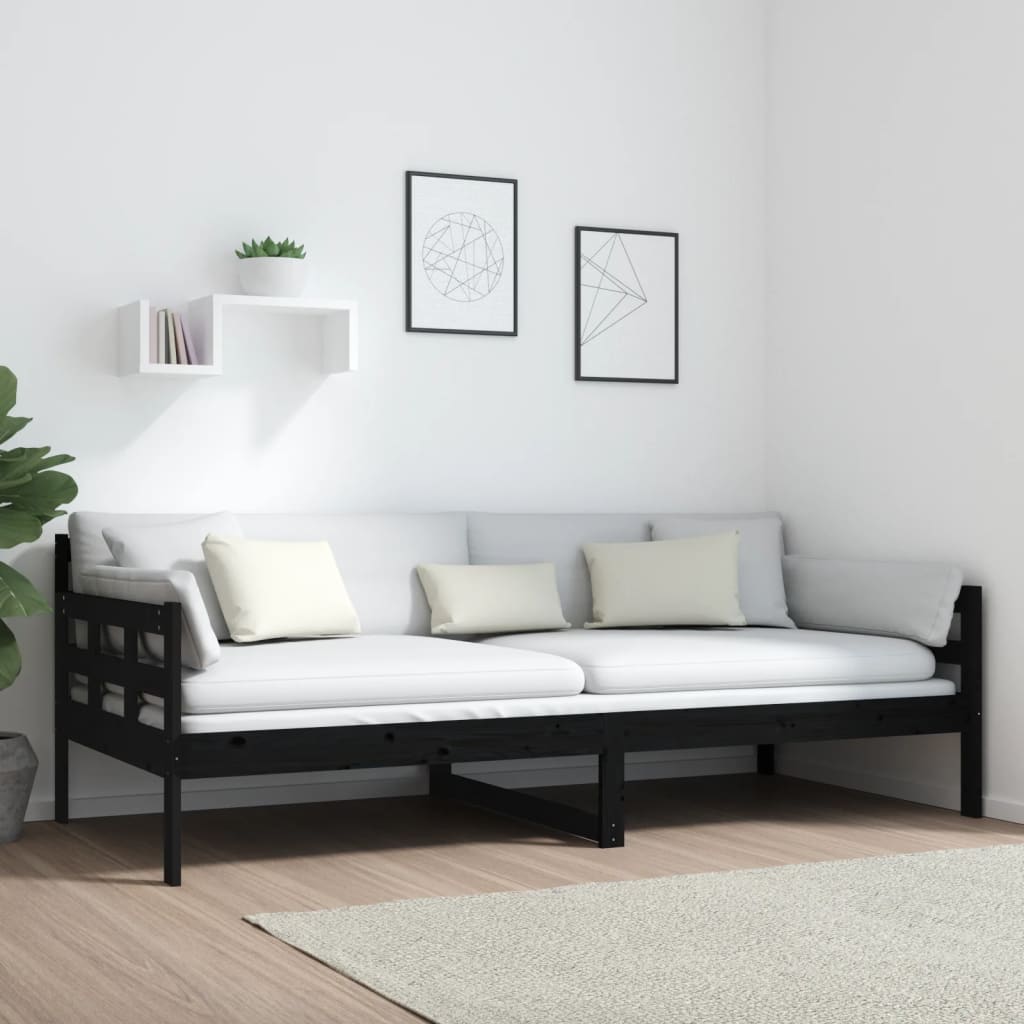 daybed 90x200 cm massivt fyrretræ sort