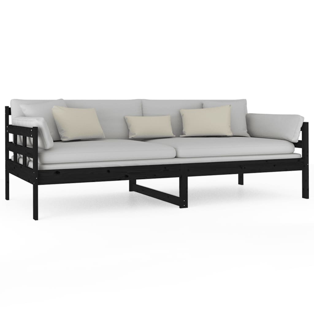 daybed 90x200 cm massivt fyrretræ sort