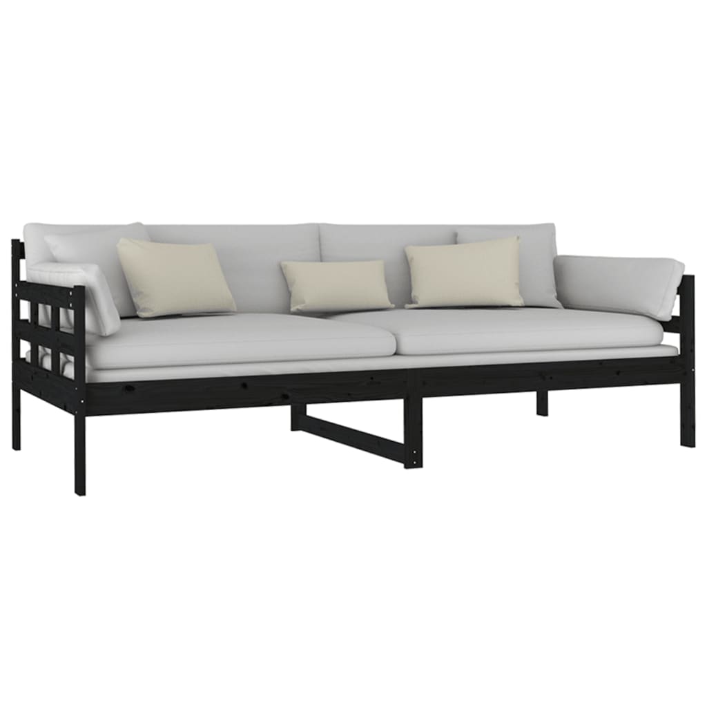 daybed 90x200 cm massivt fyrretræ sort