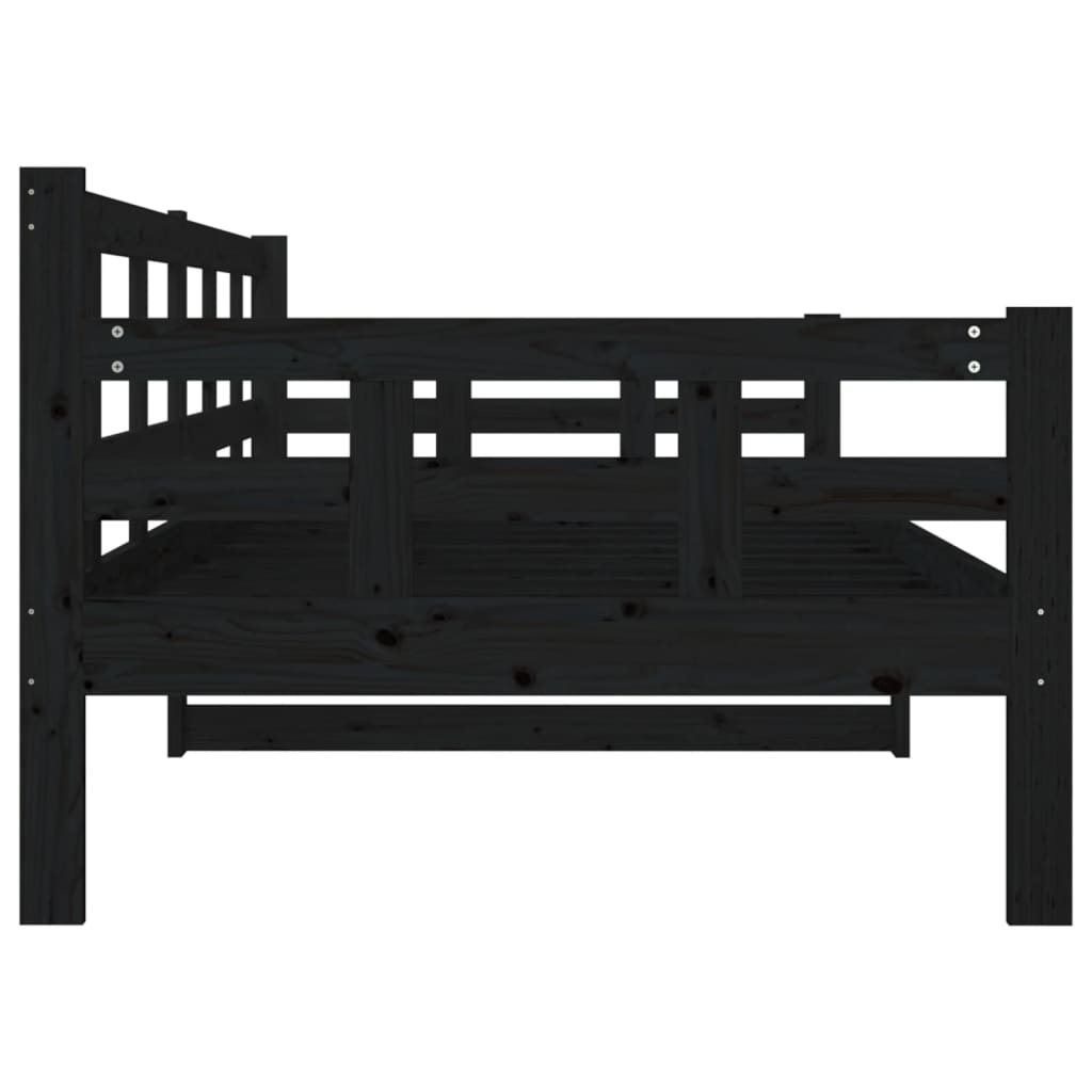 daybed 90x200 cm massivt fyrretræ sort