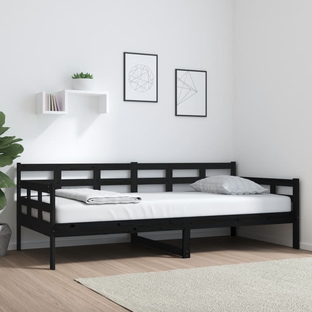 daybed 90x200 cm massivt fyrretræ sort
