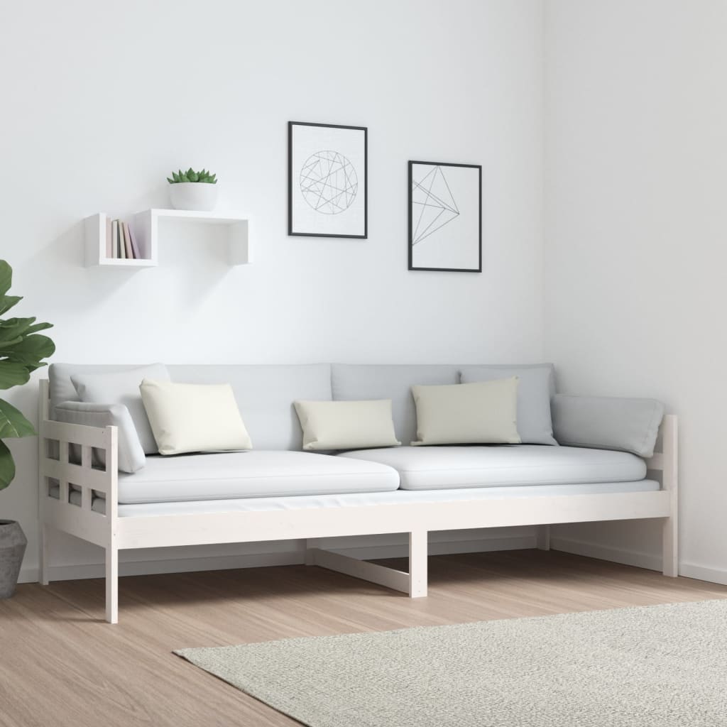daybed 80x200 cm massivt fyrretræ hvid