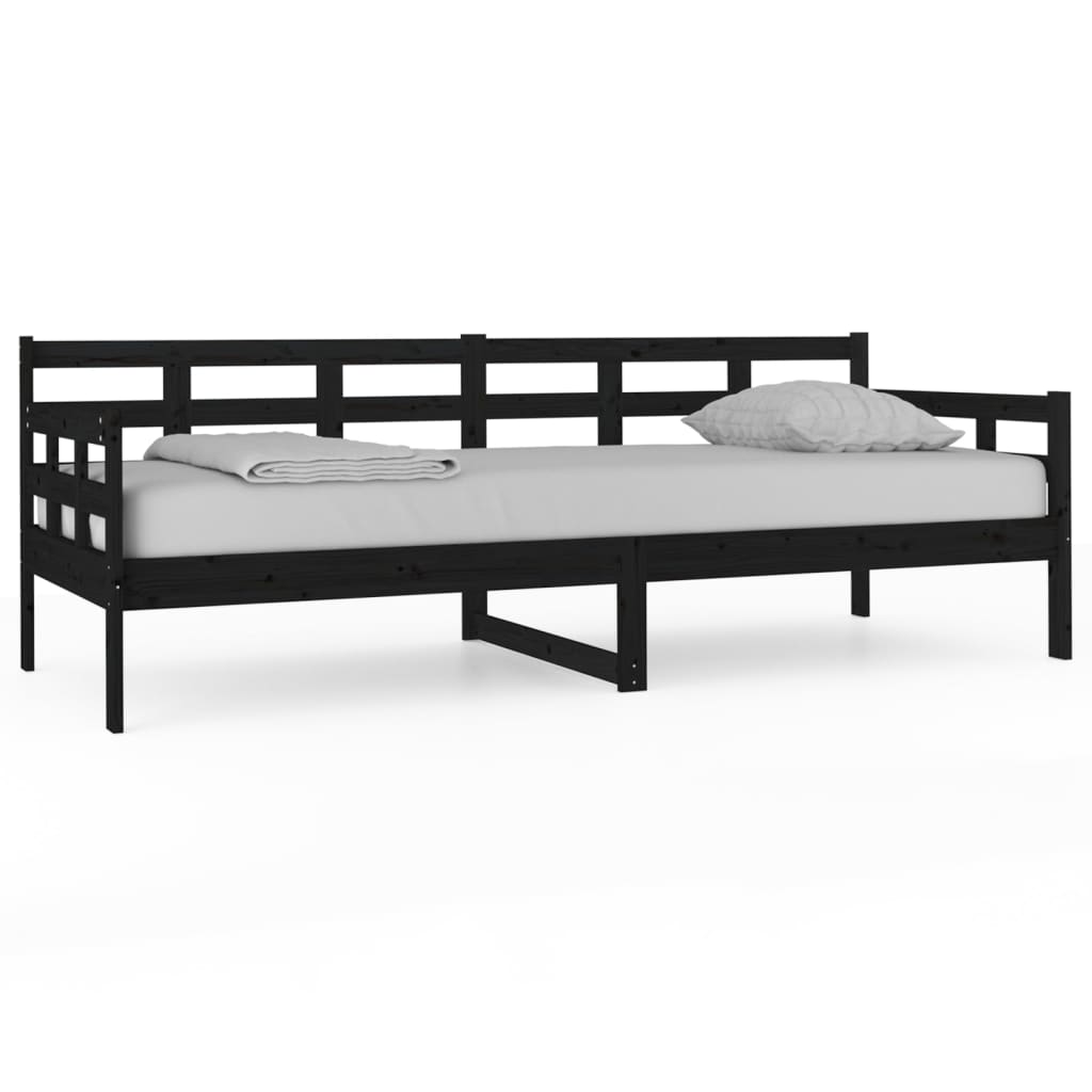 daybed 80x200 cm massivt fyrretræ sort