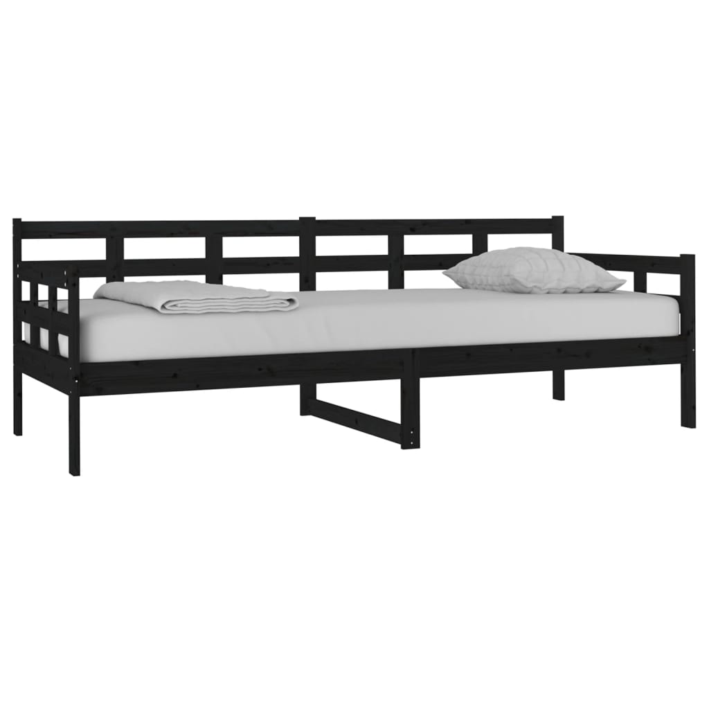 daybed 80x200 cm massivt fyrretræ sort